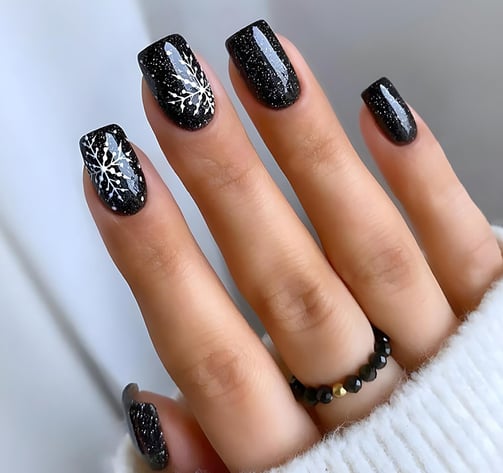 Uñas con copos de nieve