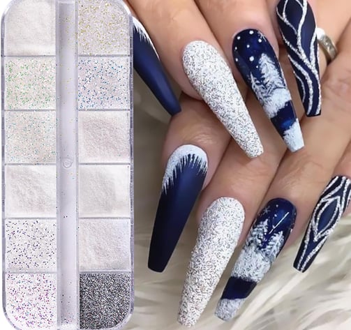 Uñas de navidad con efecto nieve