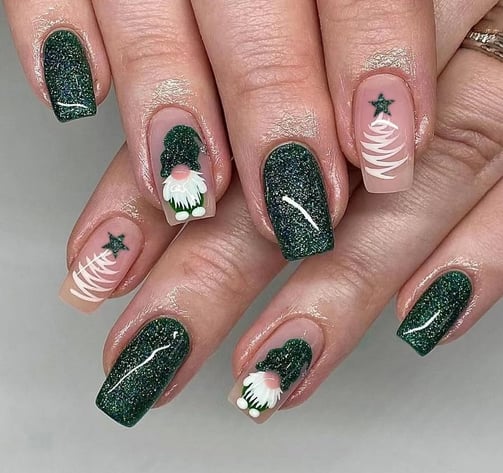 Uñas glitter verde