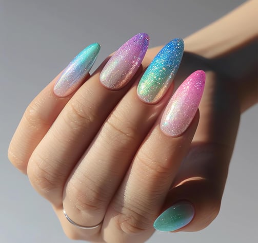 Uñas neón con glitter