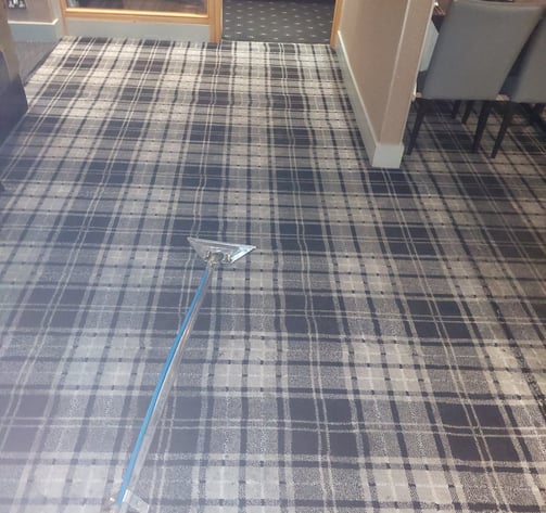 restaurant carpet professionally cleaned and restored to its former glory