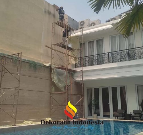 Jasa Cat Tekstur Dinding Villa