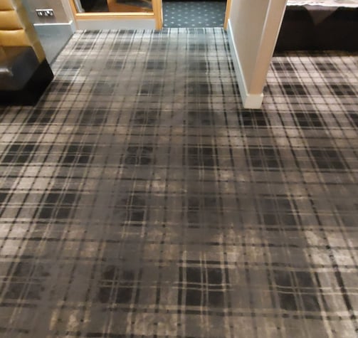 heavily soiled carpet before professional cleaning