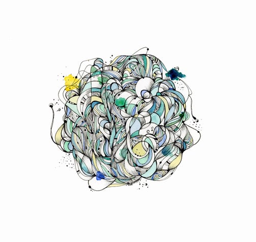 a drawing of a tangle ball with a bunch of balls