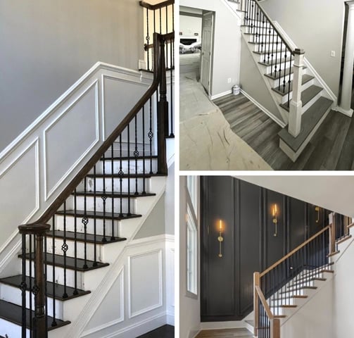 Painting of stairwell and kick plates of interior residential property