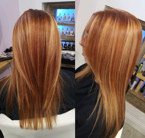 before and after red hair style
