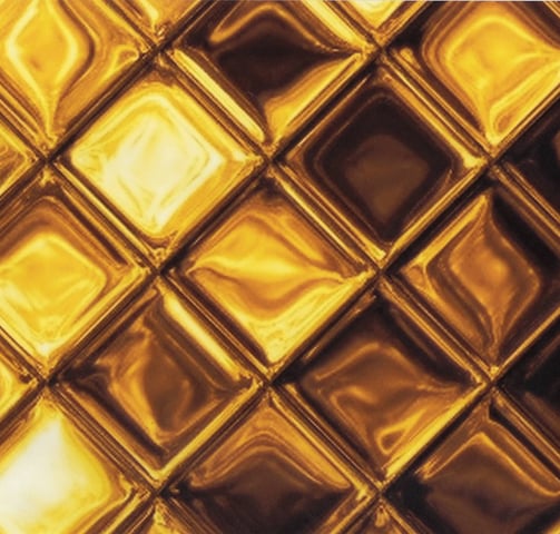 wallcovering solution with a golden abstract pattern