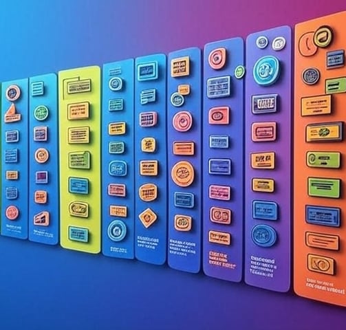 a colorful display of buttons and buttons on a colorful background