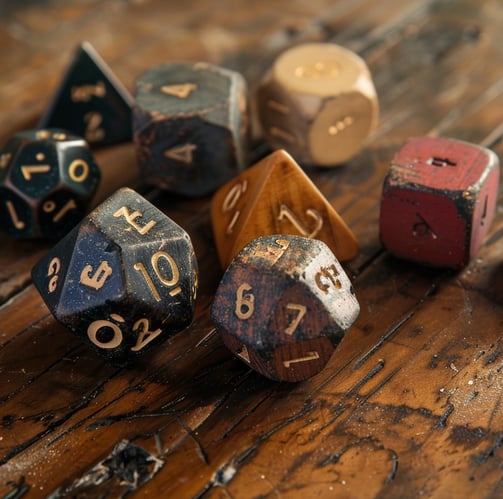 dice on a wooden table