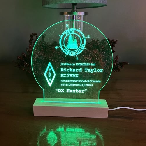 laser engraved clear acrylic lighted award for a business