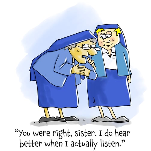 Two nuns lovingly reconciling from some kind of dispute.