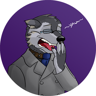 Fursona and profile picture of L.C. Lupus, the founder of Wolfdog Publishing.