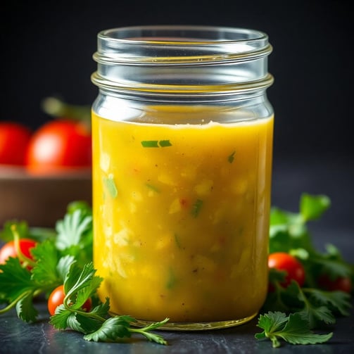 Classic Vinaigrette dressing in a mason jar