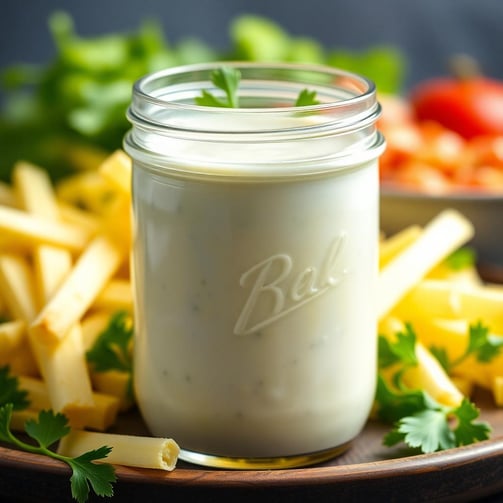Creamy Caesar Dressing in a mason jar