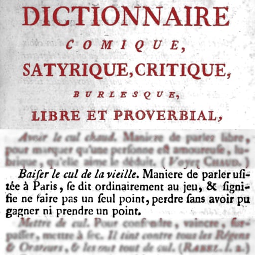 Dictionnaire comique, satyrique, critique, burlesque, libre et proverbial de Philibert-Joseph Le Roux 1786