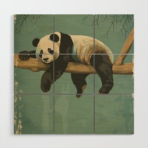 Lazy Panda Wood Wall Art BY Fresh Wave Lab