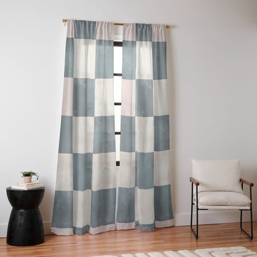 Dusty Blue Checkerboard Curtain BY Fresh Wave Lab