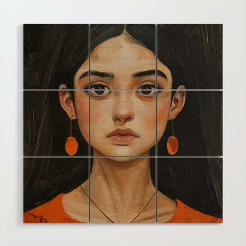 Whispered Grace - Artistic Woman Portrait Wood Wall Art BY Fresh Wave Lab