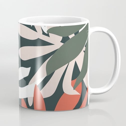 Tropical Leaf Pattern Coffee Mug BY Fresh Wave Lab