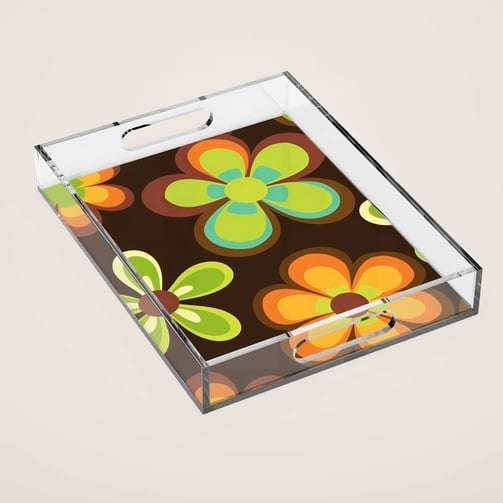 Groovy Retro Blooms Acrylic Tray BY Fresh Wave Lab