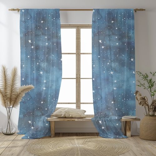 Elegant Starry Night Watercolor | Dreamy Sheer Curtains by About Happiness