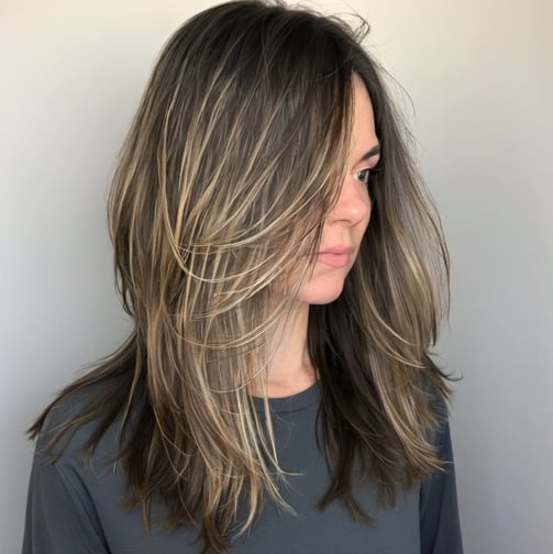 corte Longo em Camadas Texturizadas