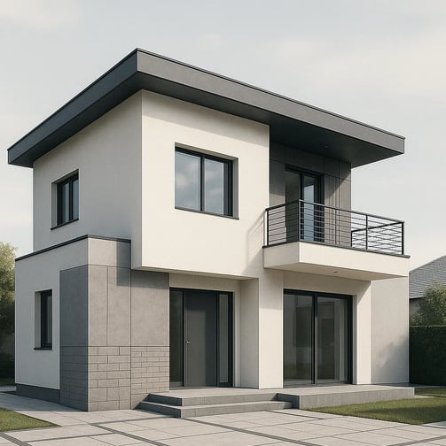 a house with a balcony and a balcony