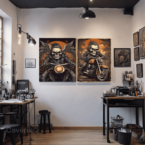 Ambiente autêntico com ilustrações que capturam a essência do estilo streetwear e tatuagem.