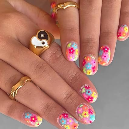 Uñas florales retro