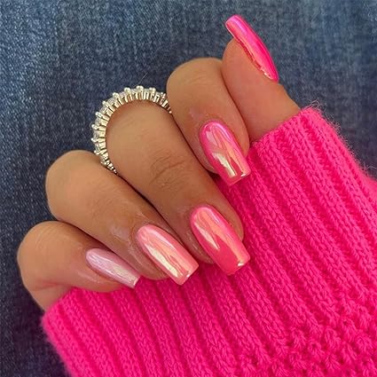 Uñas cromadas en rosa