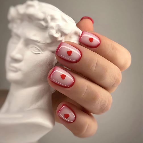 Uñas degradadas para San Valentín