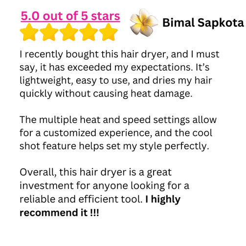 hair dryer testimonial