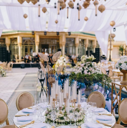 a table setting with a table setting for a wedding