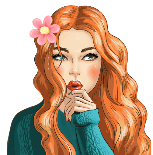 a woman with a flower in her hair