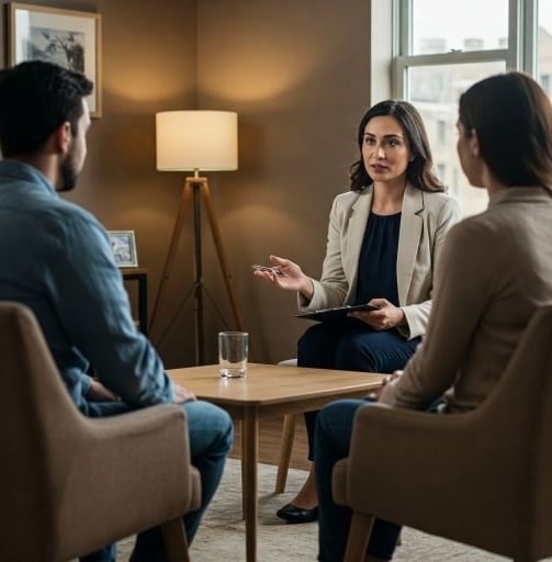 Couples counseling session.
