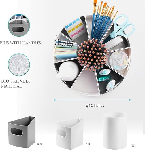 a desk organizer with scissors, pens and pencils