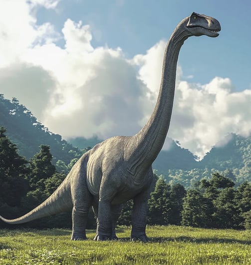 Een Brachiosaurus in een open veld