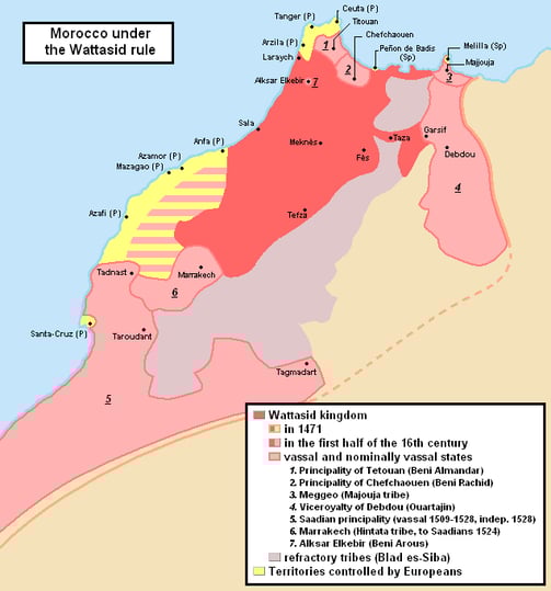 map of the wattasid dynasty