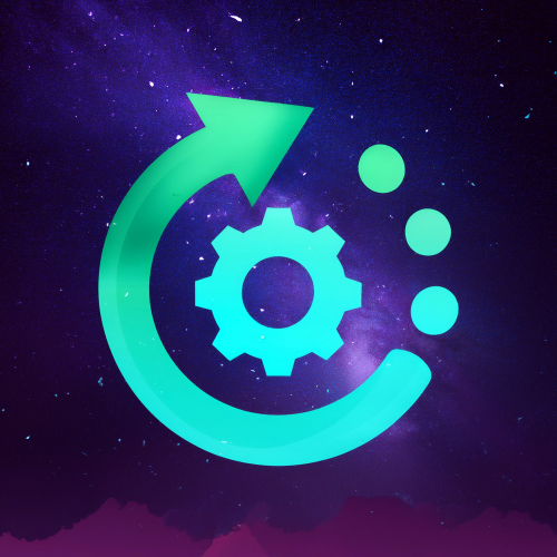 Icon with a cog in the centre and an arrow arching round the cog to illustrate integrated systems