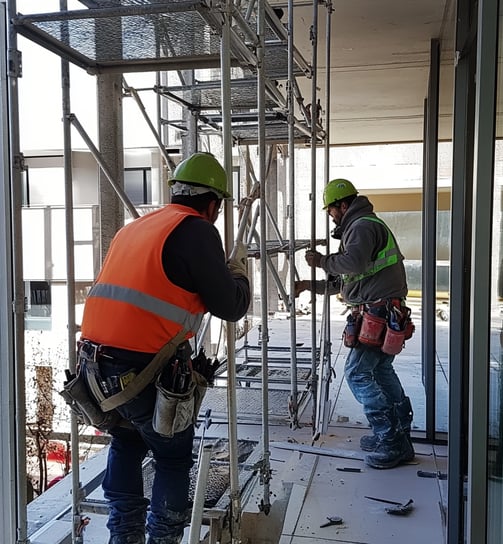 Equipo de construcción planificando proyecto en Tulum