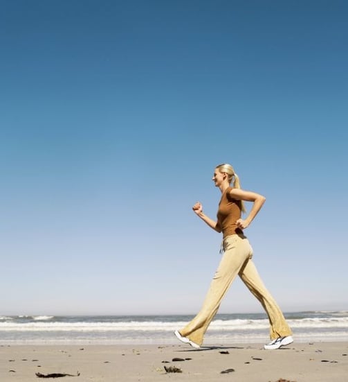 woman walking briskly