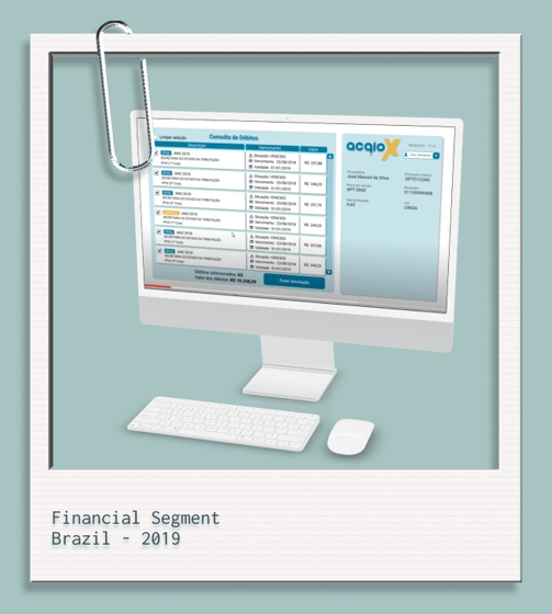 A computer screen displaying the Acqio prototype developed by me