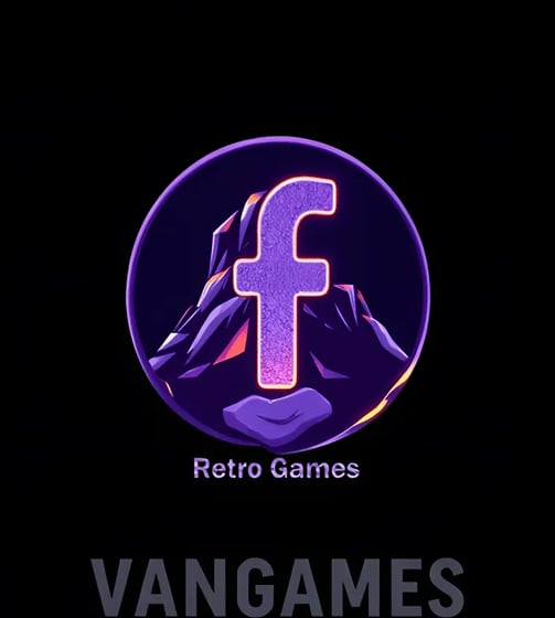 the logo of facebook, inscription retro games, vangames