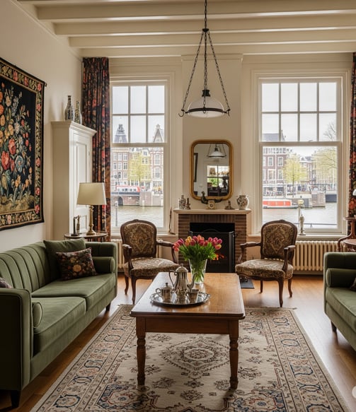 Vista sul canale da un appartamento moderno in affitto ad Amsterdam centro, servizi di relocation