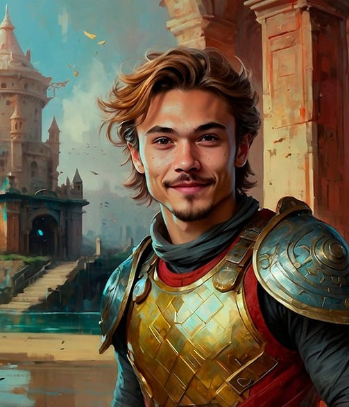 Portrait photo transformed into a painting like final fantasy character