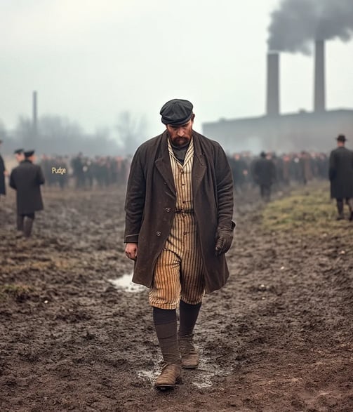 William “Pudge” Heffelfinger stepping onto the Allegheny field in 1892