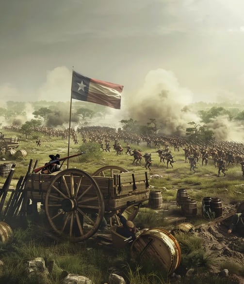 wide-angle shot of the Battle of Gonzales in 1835