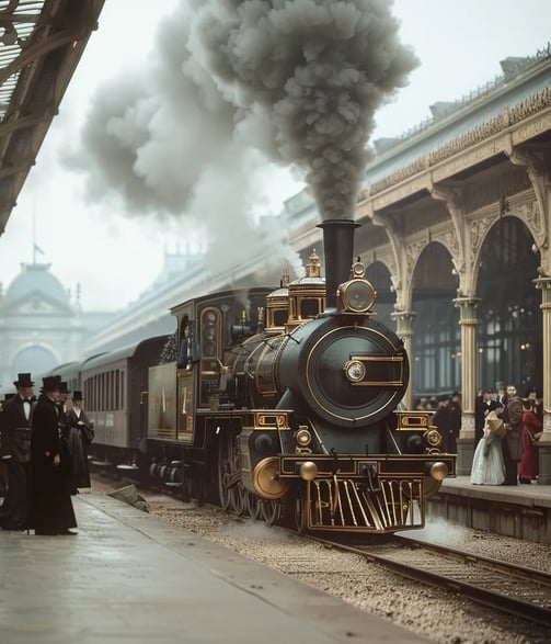 the Orient Express at its departure from Paris Gare de l'Est station in 1883