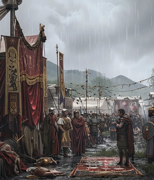 Roman Emperor Theodosius I addressing Gothic leaders during the peace negotiations in 382