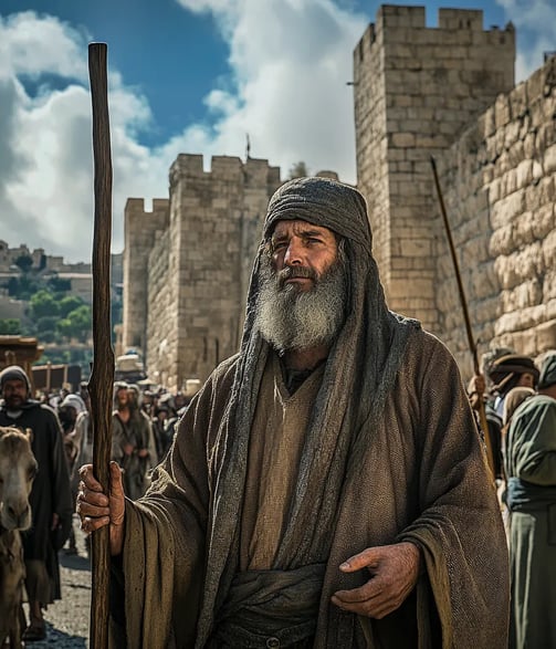 usalem in 725 — ancient stone walls rise above dusty roads. Willibald, dressed in a humble robe